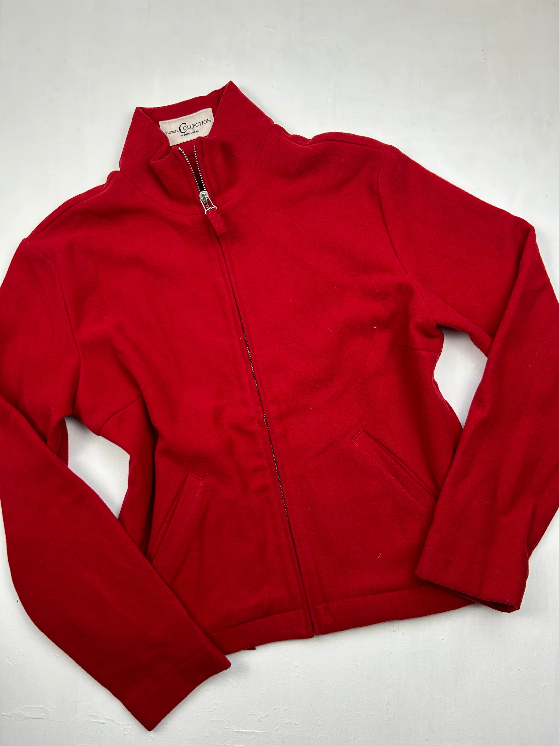 Red fleece office zip up jacket (M)