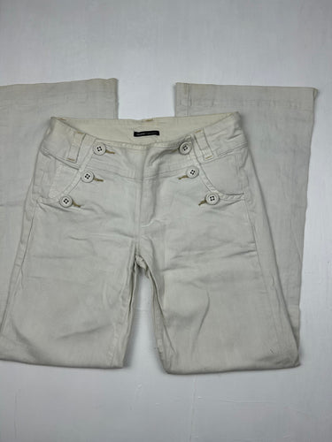 White cream denim low rise flare pants (S)