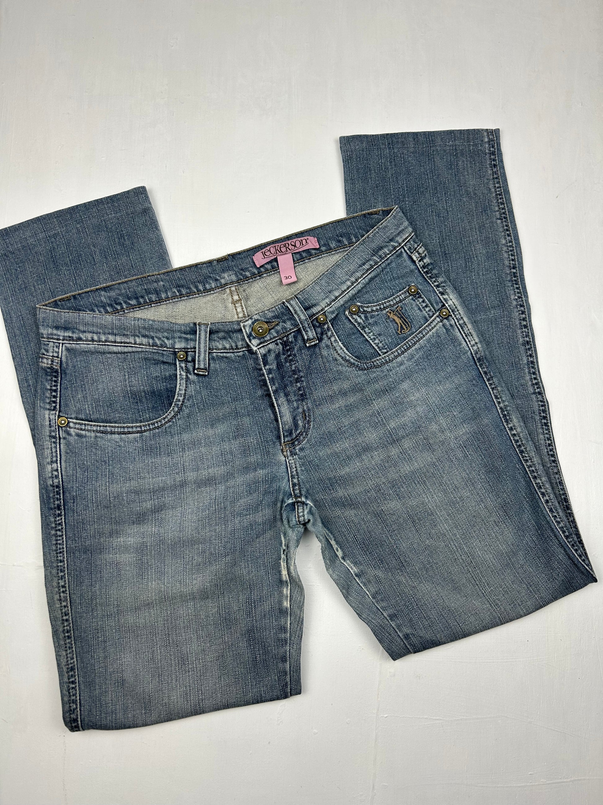 Blue low rise denim baggy pants (S/M)