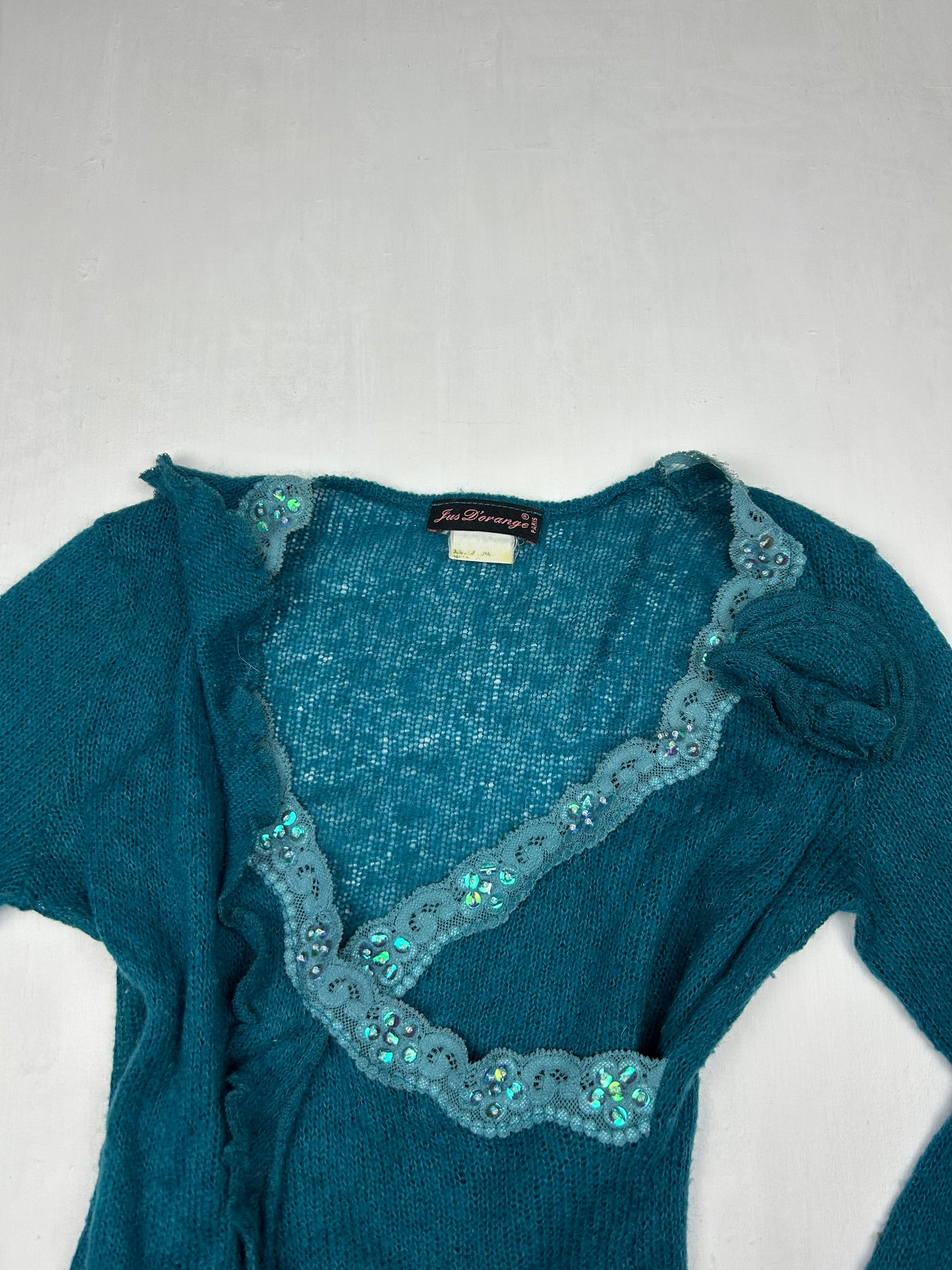 Blue lace detail bolero jumper (S)