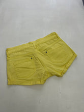 Load image into Gallery viewer, Yellow denim low rise mini /micro short (XS/S)