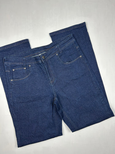 Navy blue denim low rise straight legs pants (L)