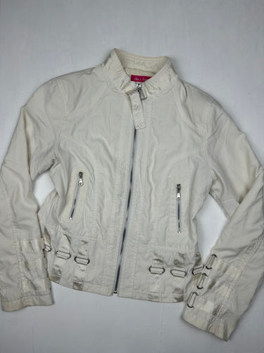 White zip up biker jacket (S)