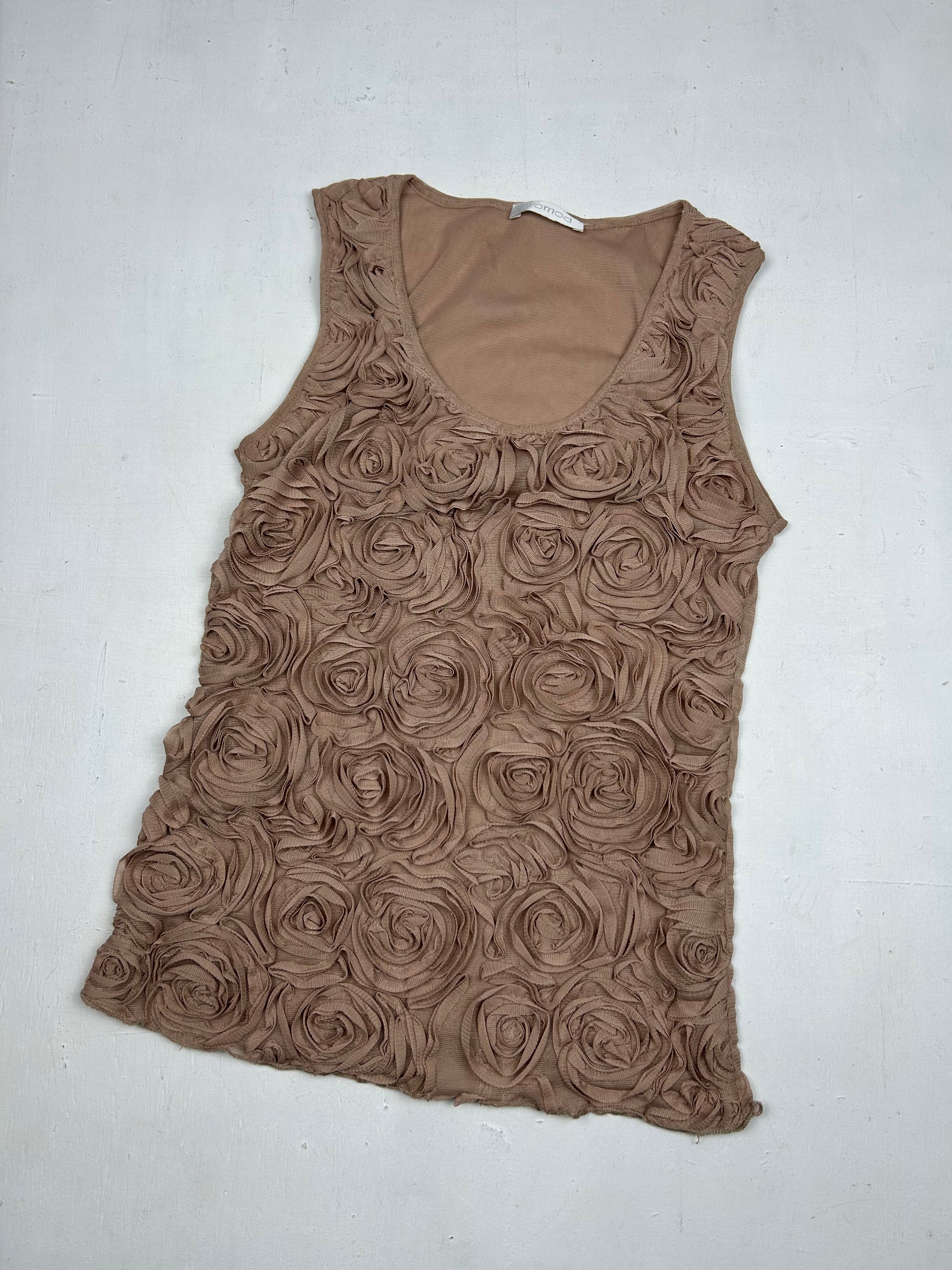 Brown roses mesh tank top (S/M)