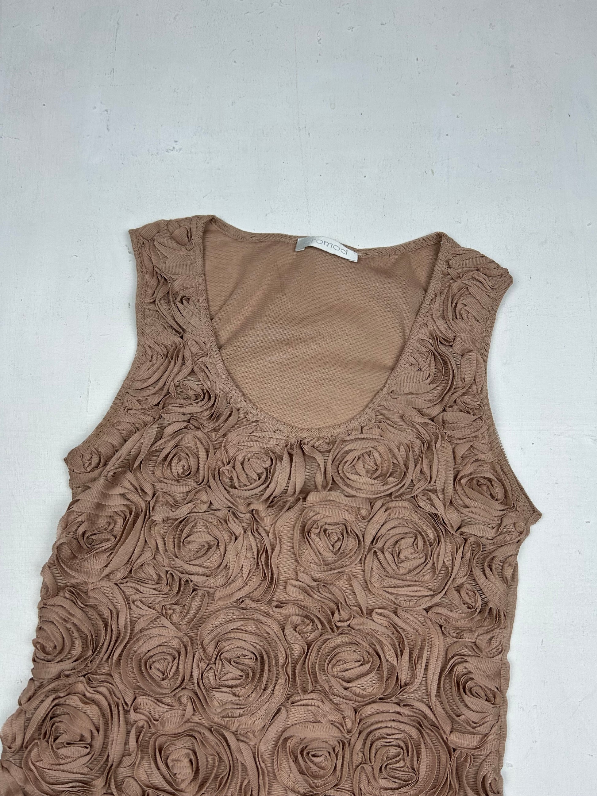 Brown roses mesh tank top (S/M)