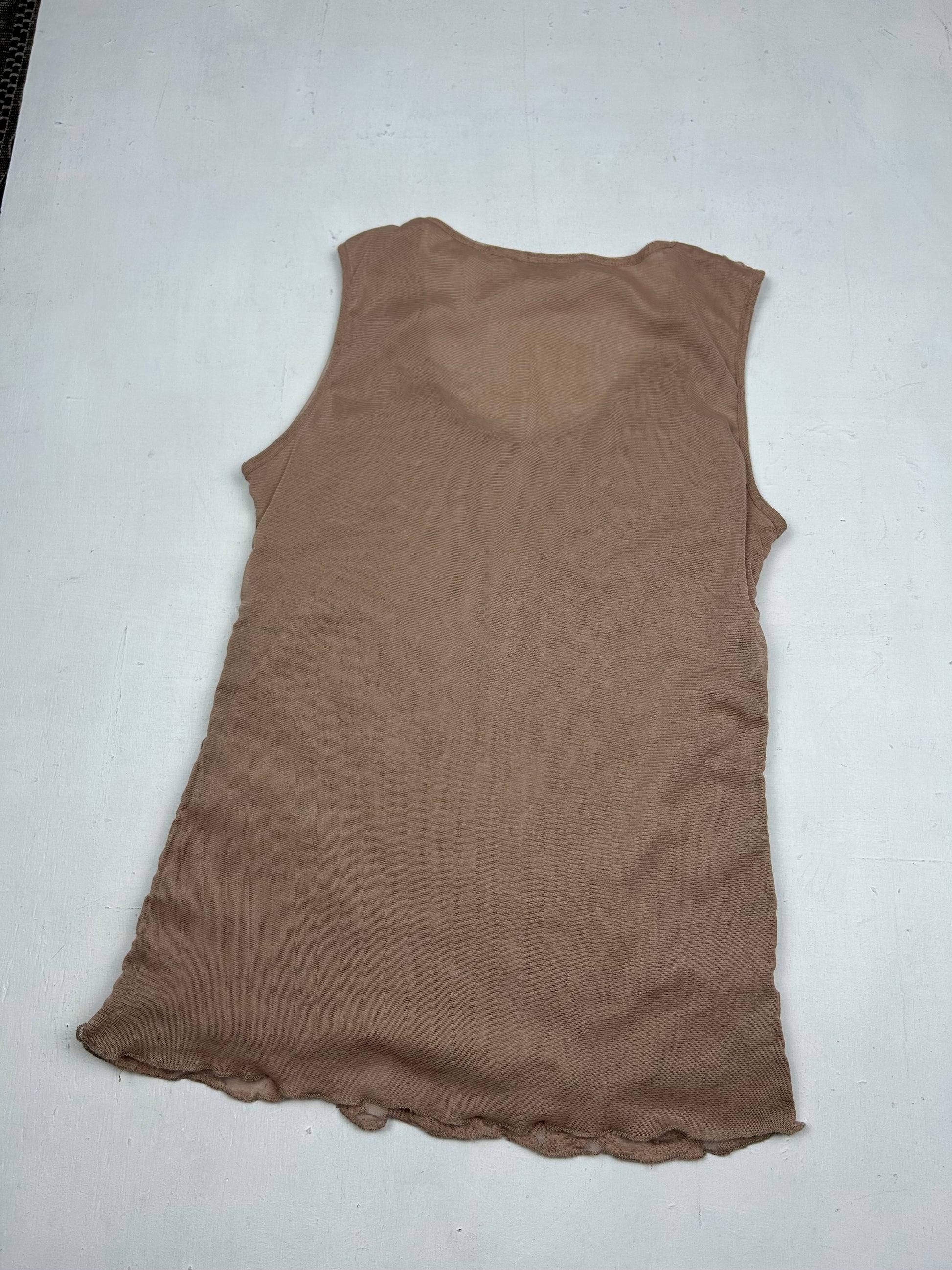 Brown roses mesh tank top (S/M)