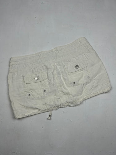 White cargo cotton mini skirt (S/M)