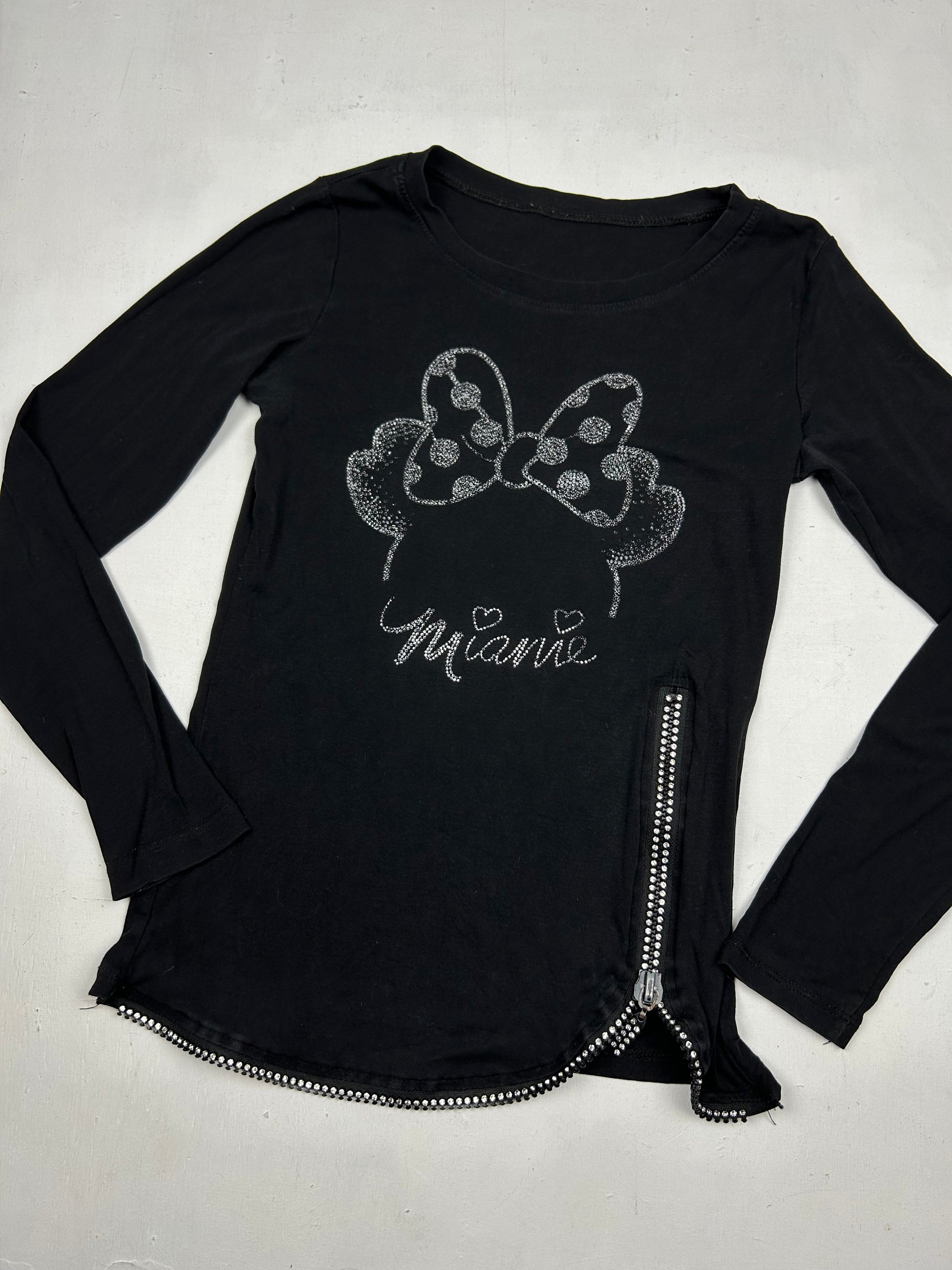 Black strass zip up Minnie long sleeves top (S/M)