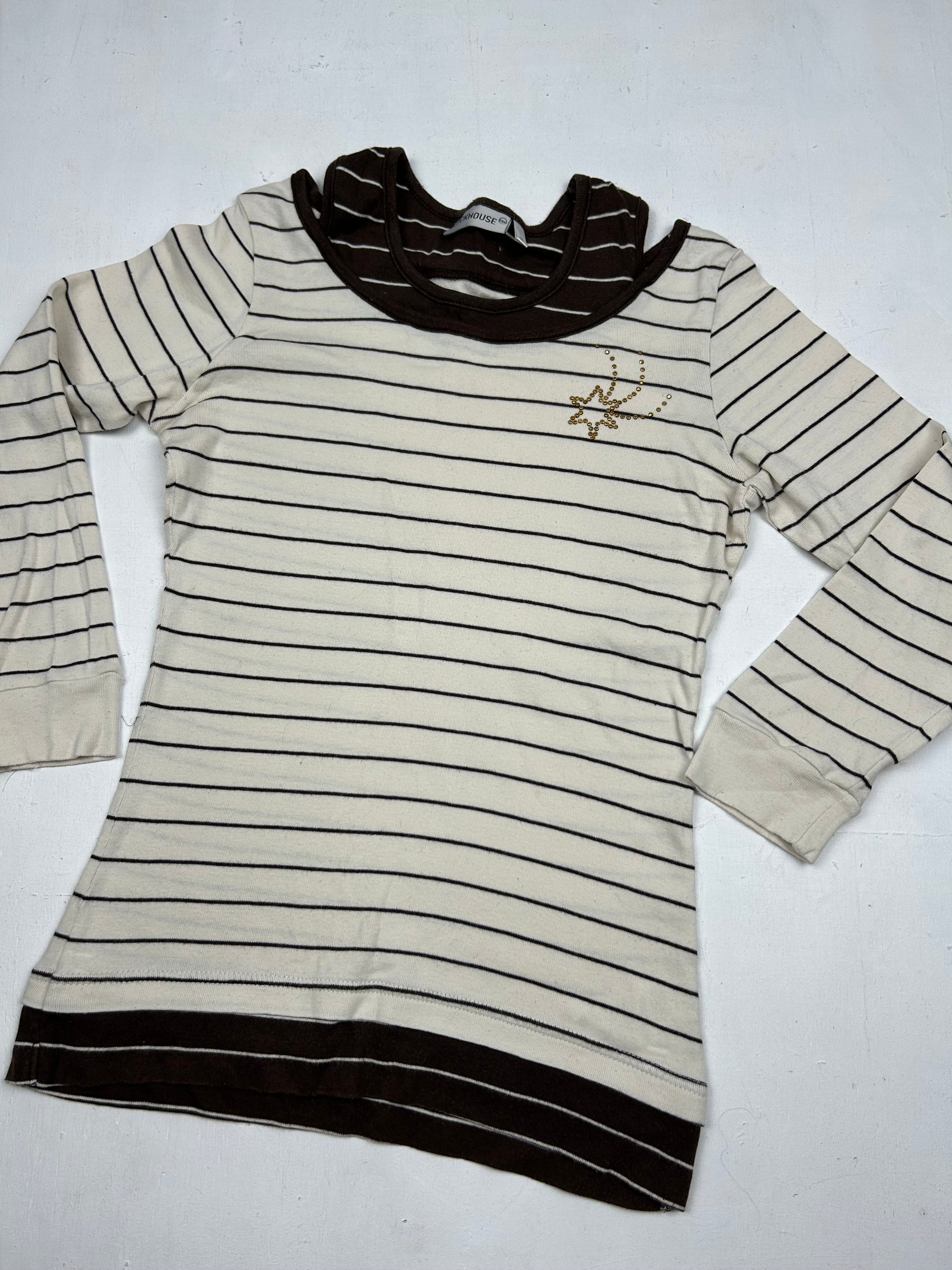 Beige striped long sleeves top (S/M)