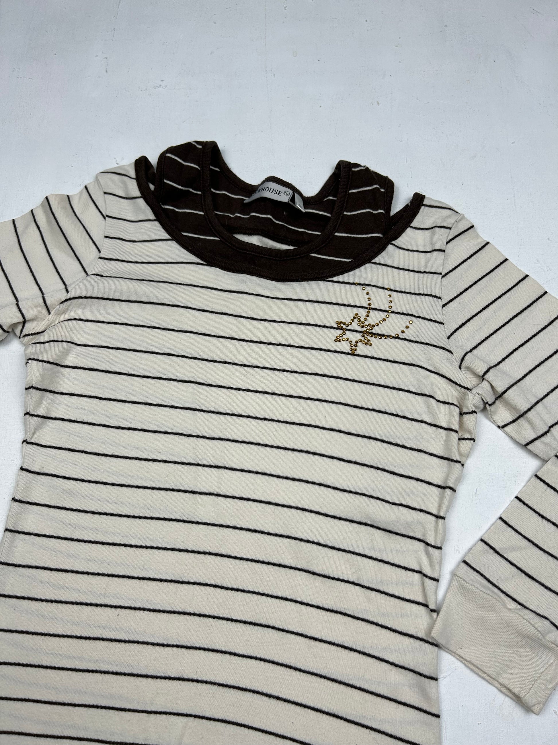 Beige striped long sleeves top (S/M)