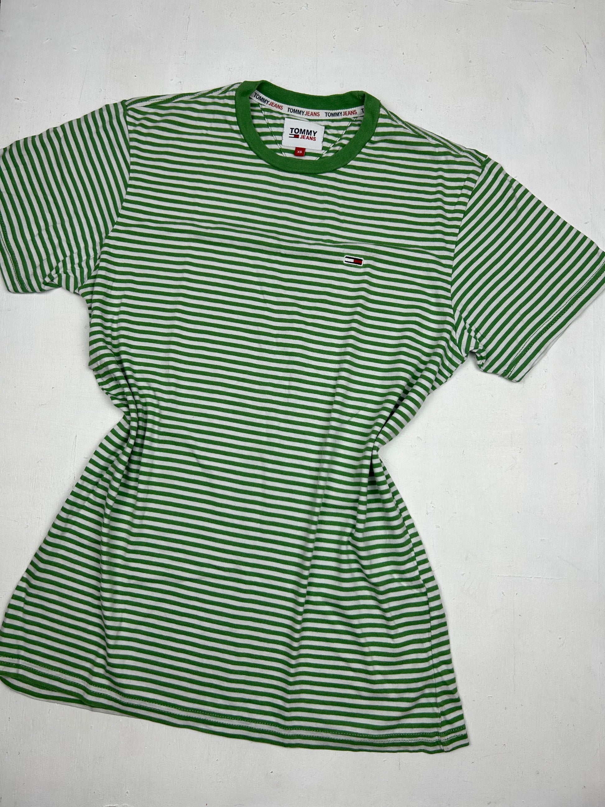 Green striped coton logo tee (XS/S)