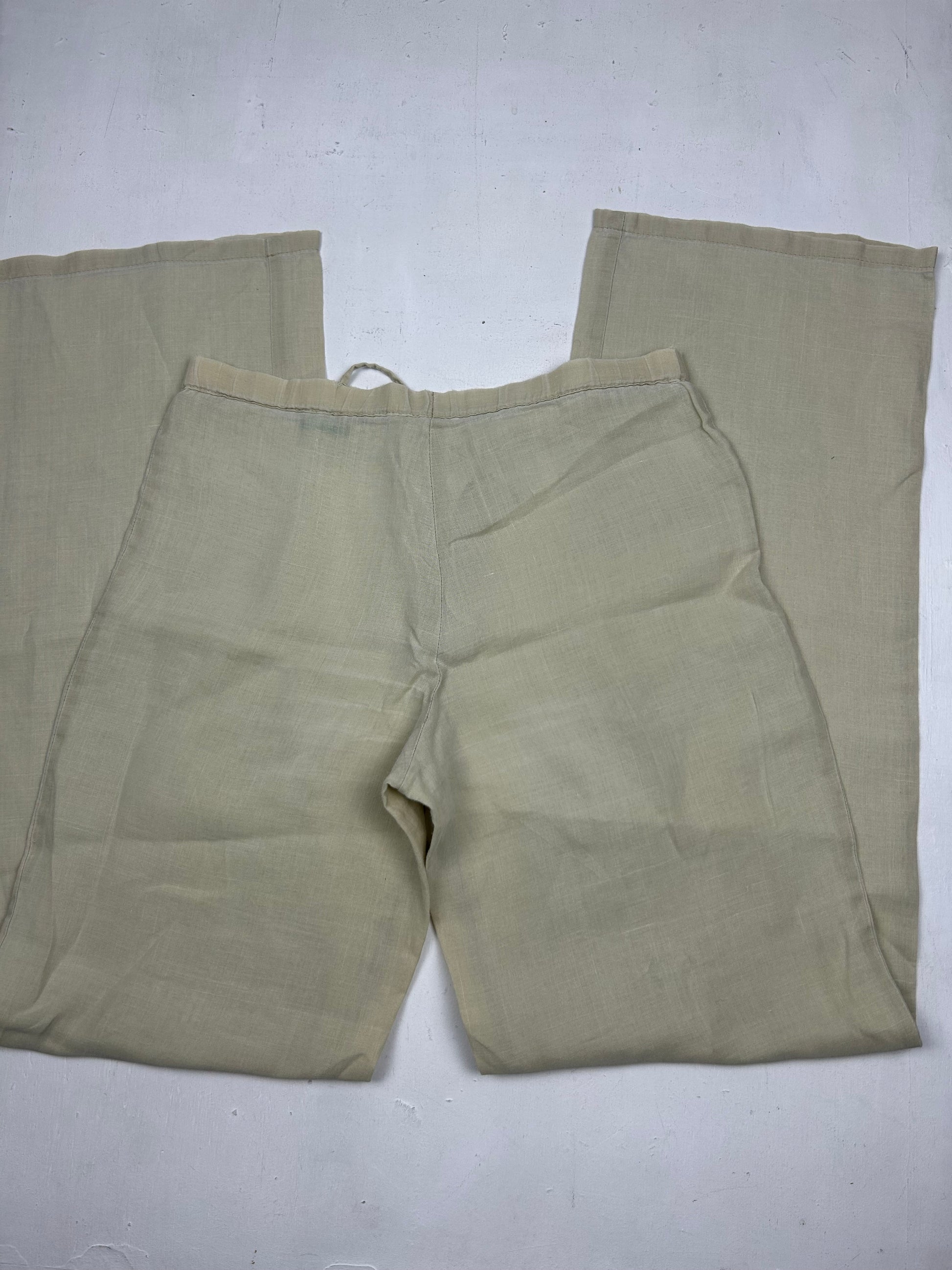 Beige cream low waist baggy linen pants (M)