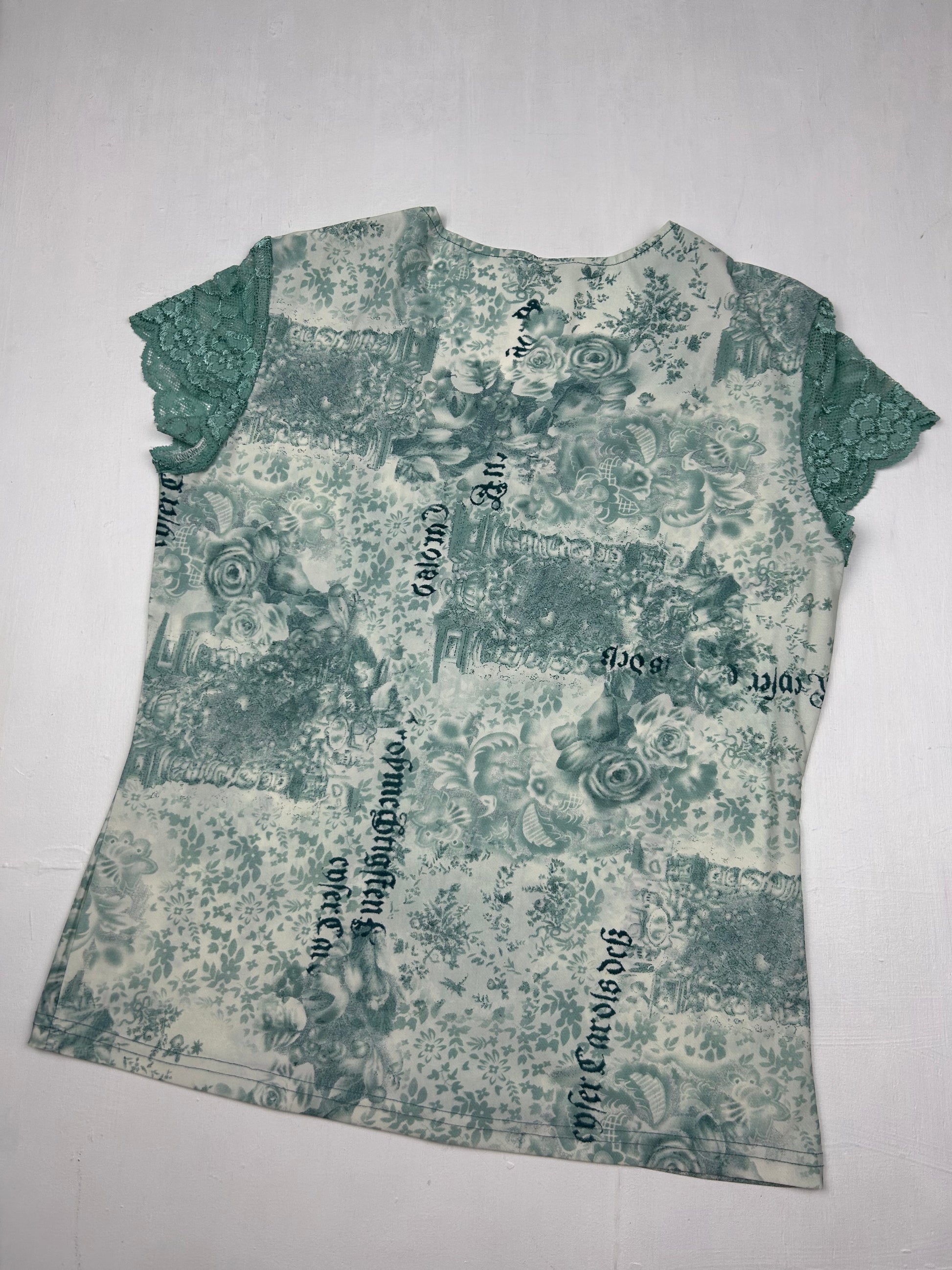 Baby blue coquette lace tee (L)