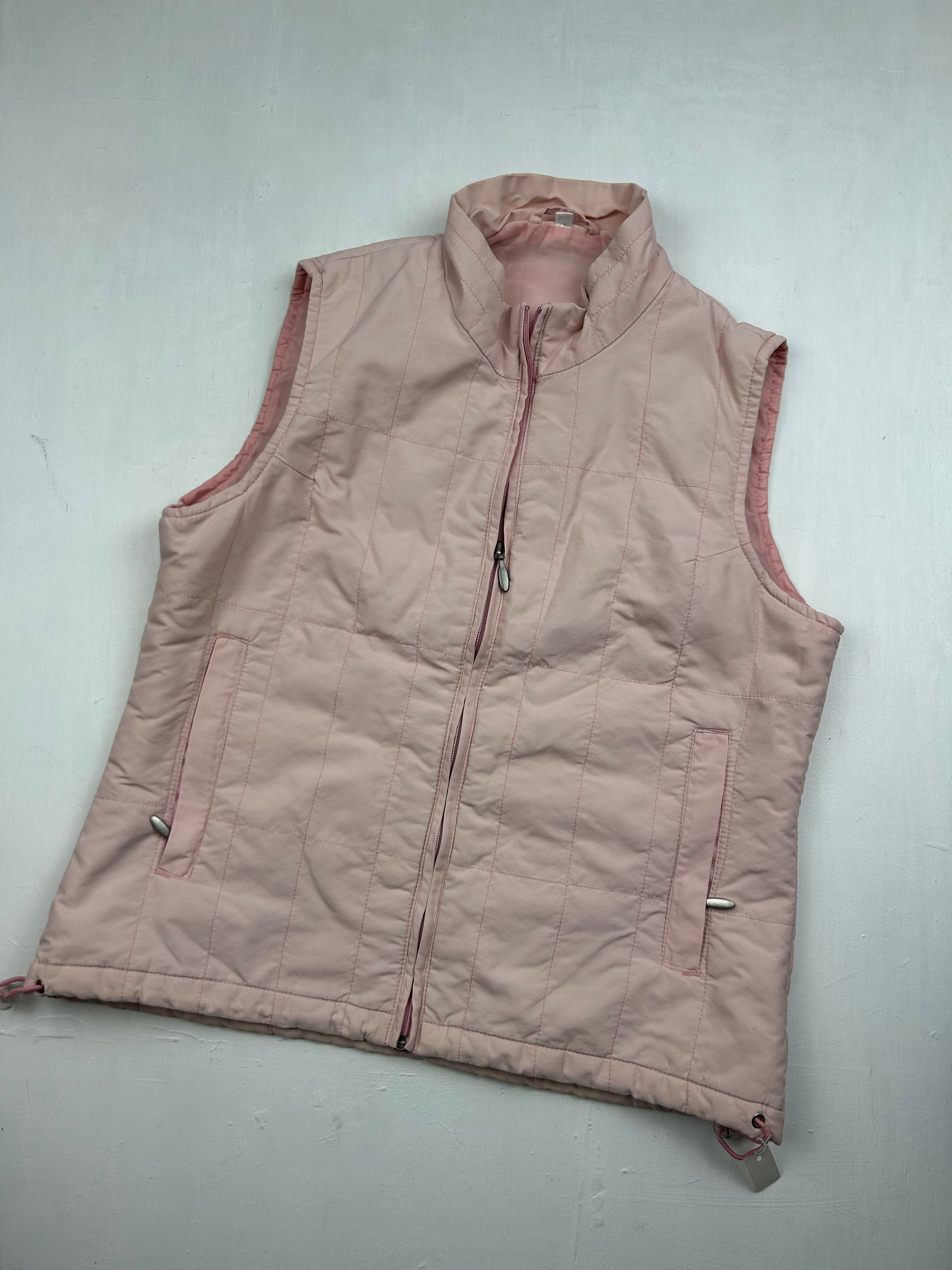 Pink zip up sleeveless jacket (S/M)