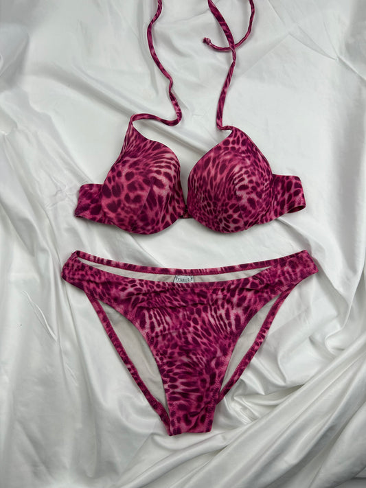 Pink panther print bikini set (M)