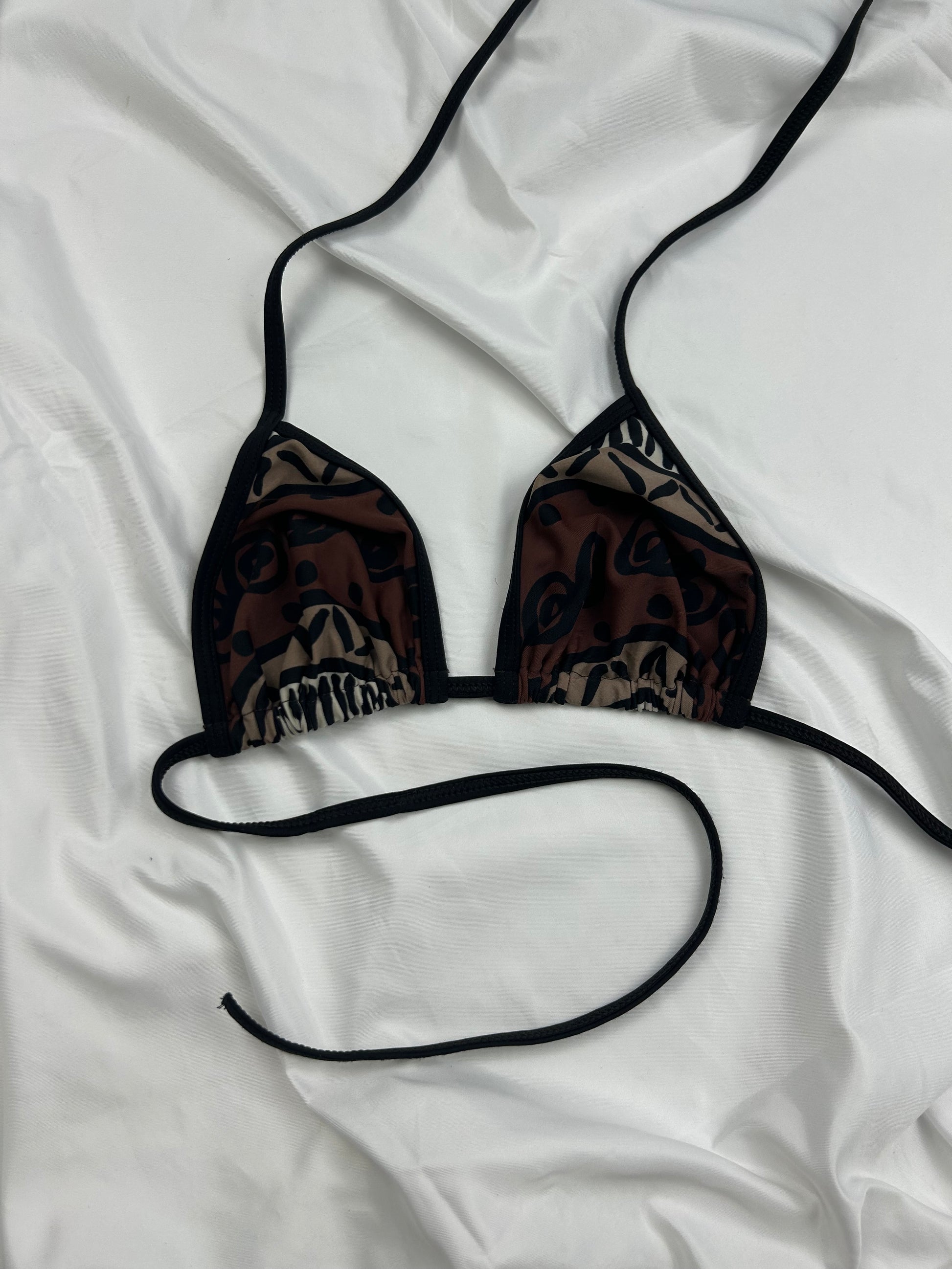 Brown  graphic print bikini top (S/M)