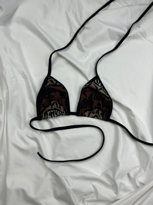 Brown  graphic print bikini top (S/M)