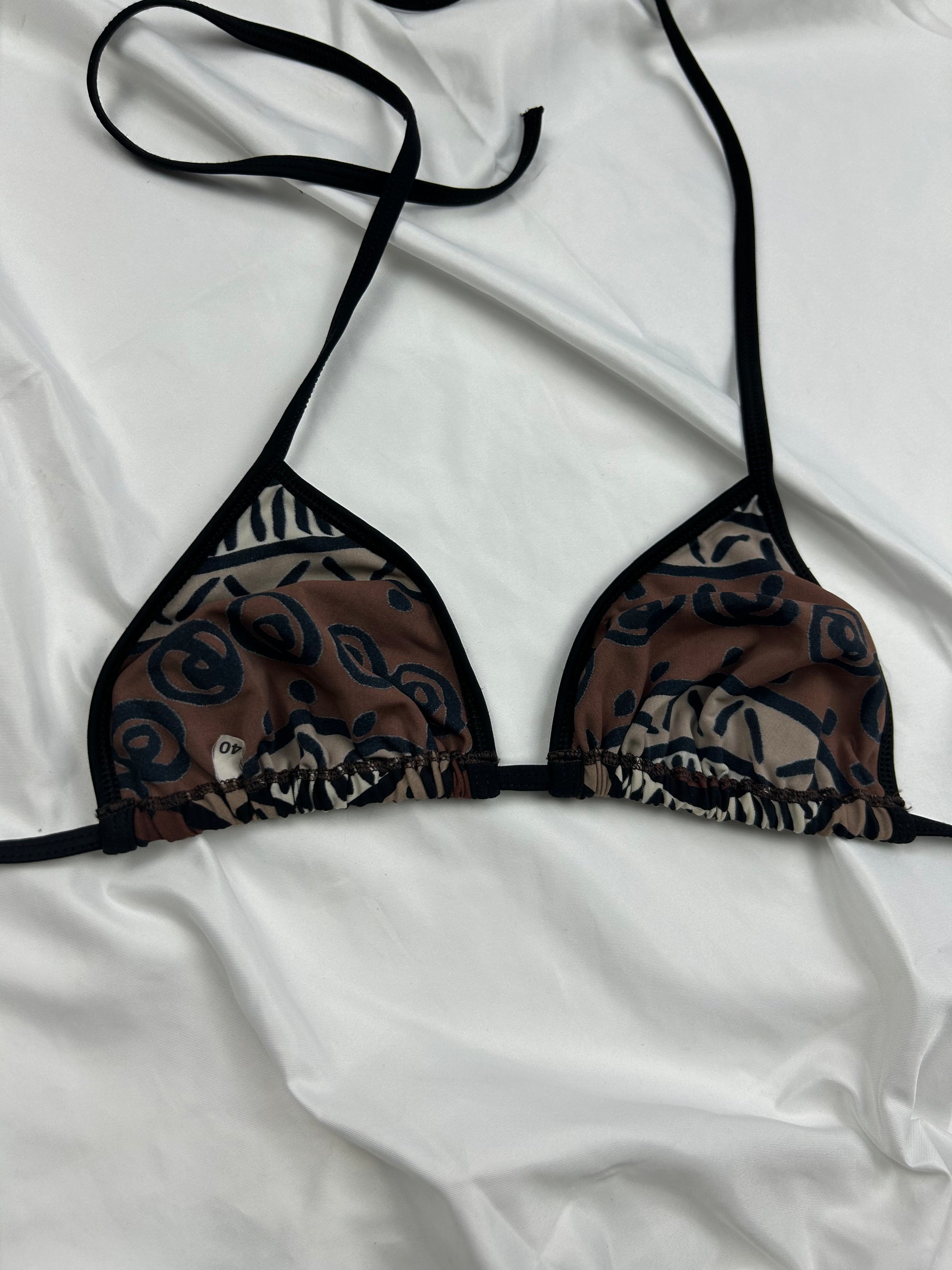 Brown  graphic print bikini top (S/M)