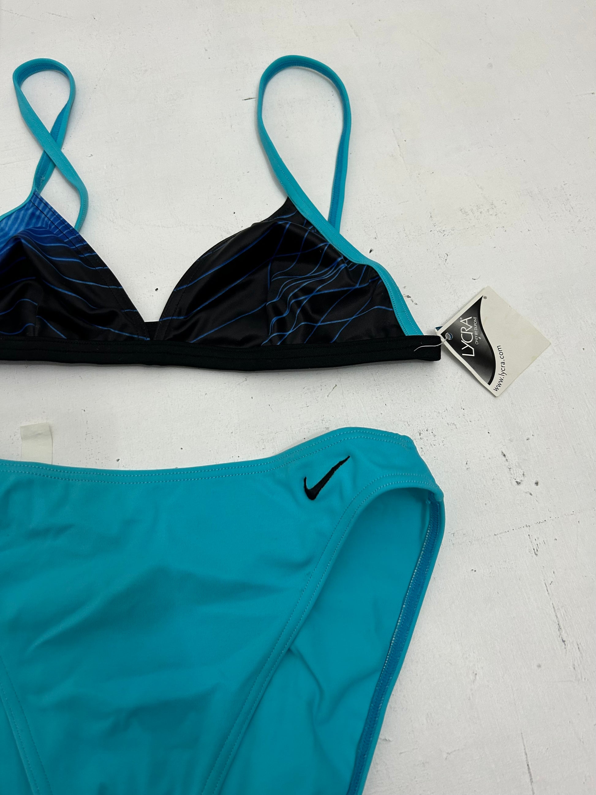 Swoosh logo blue & black bikini set (S)