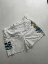 Load image into Gallery viewer, Beachwear white graphic floral print low rise mid short (S)