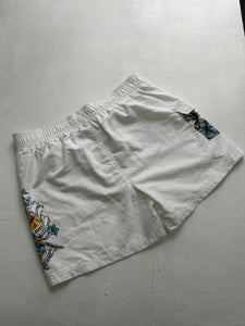 Beachwear white graphic floral print low rise mid short (S)