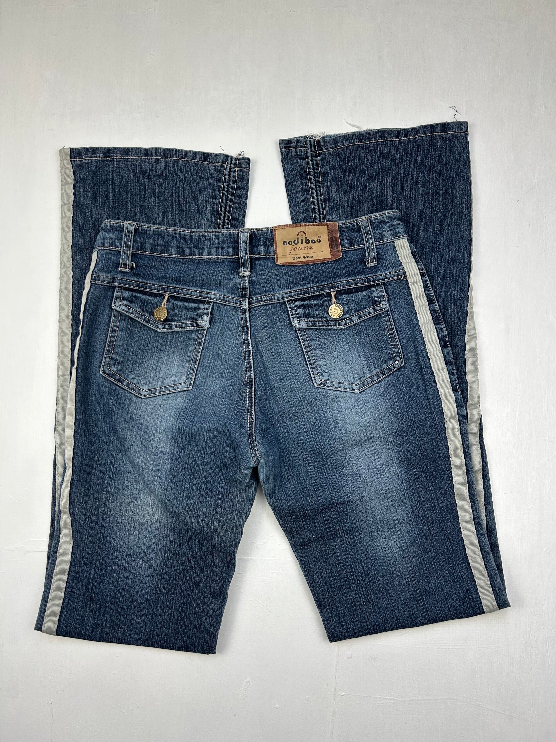 Blue denim low rise bootcut pants (S)