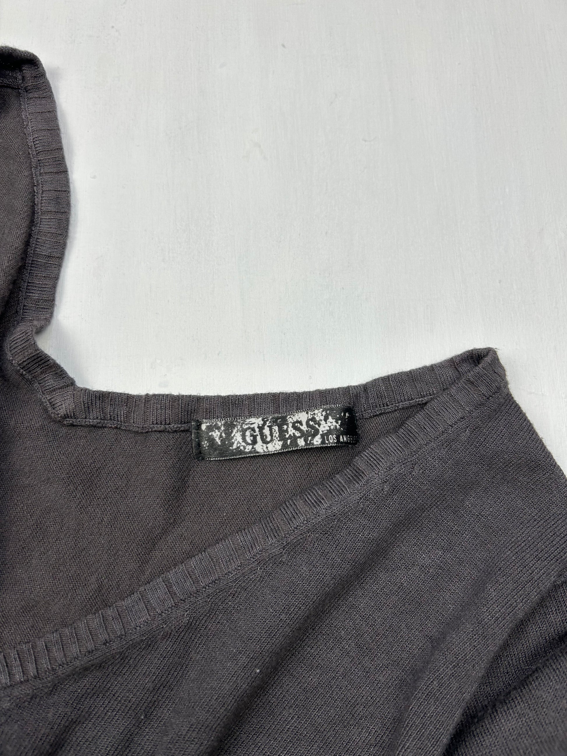 Grey V neck sequins logo cotton jumper (S/M)