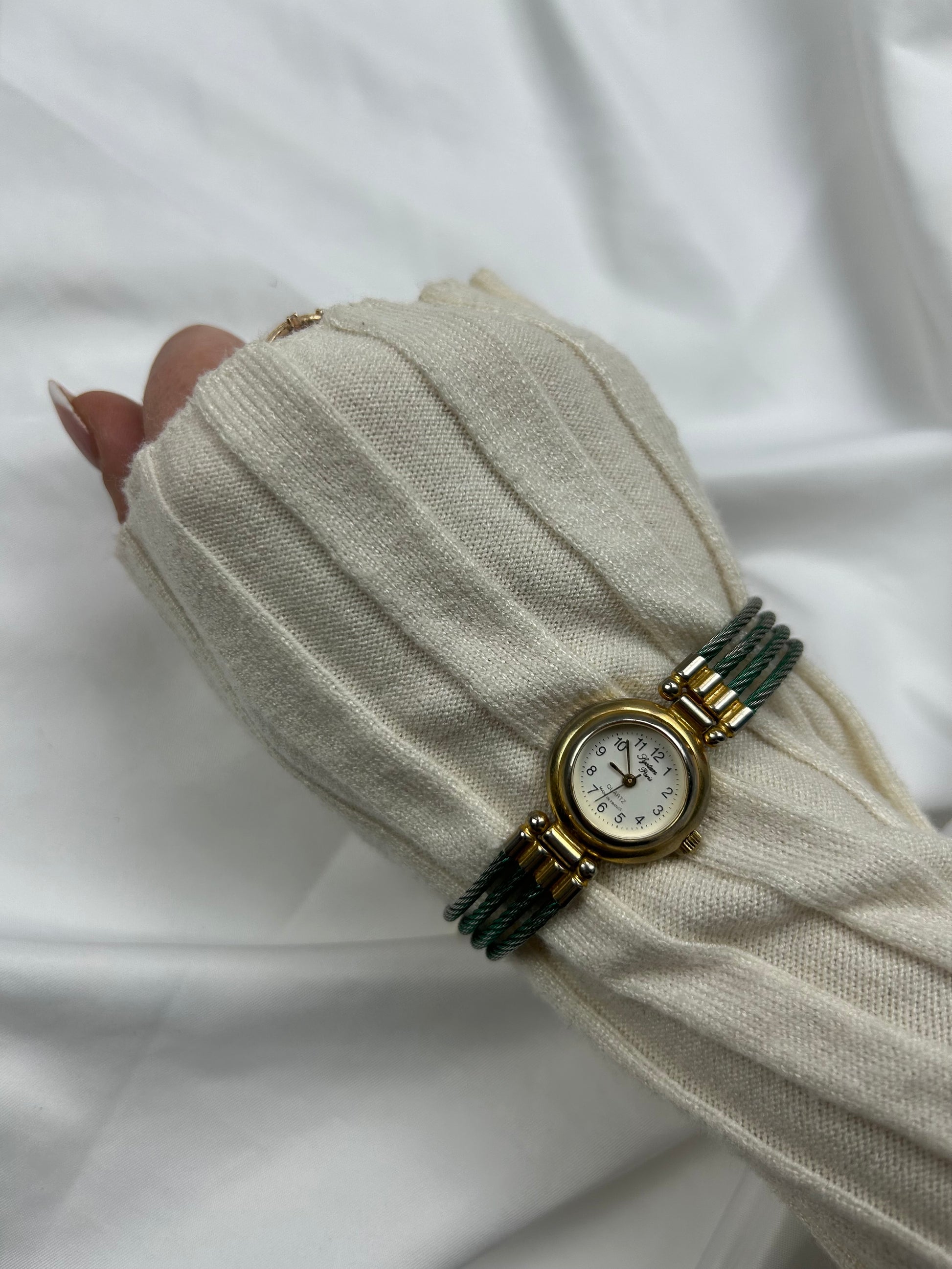 Vintage stainless steel gold jewelry watch