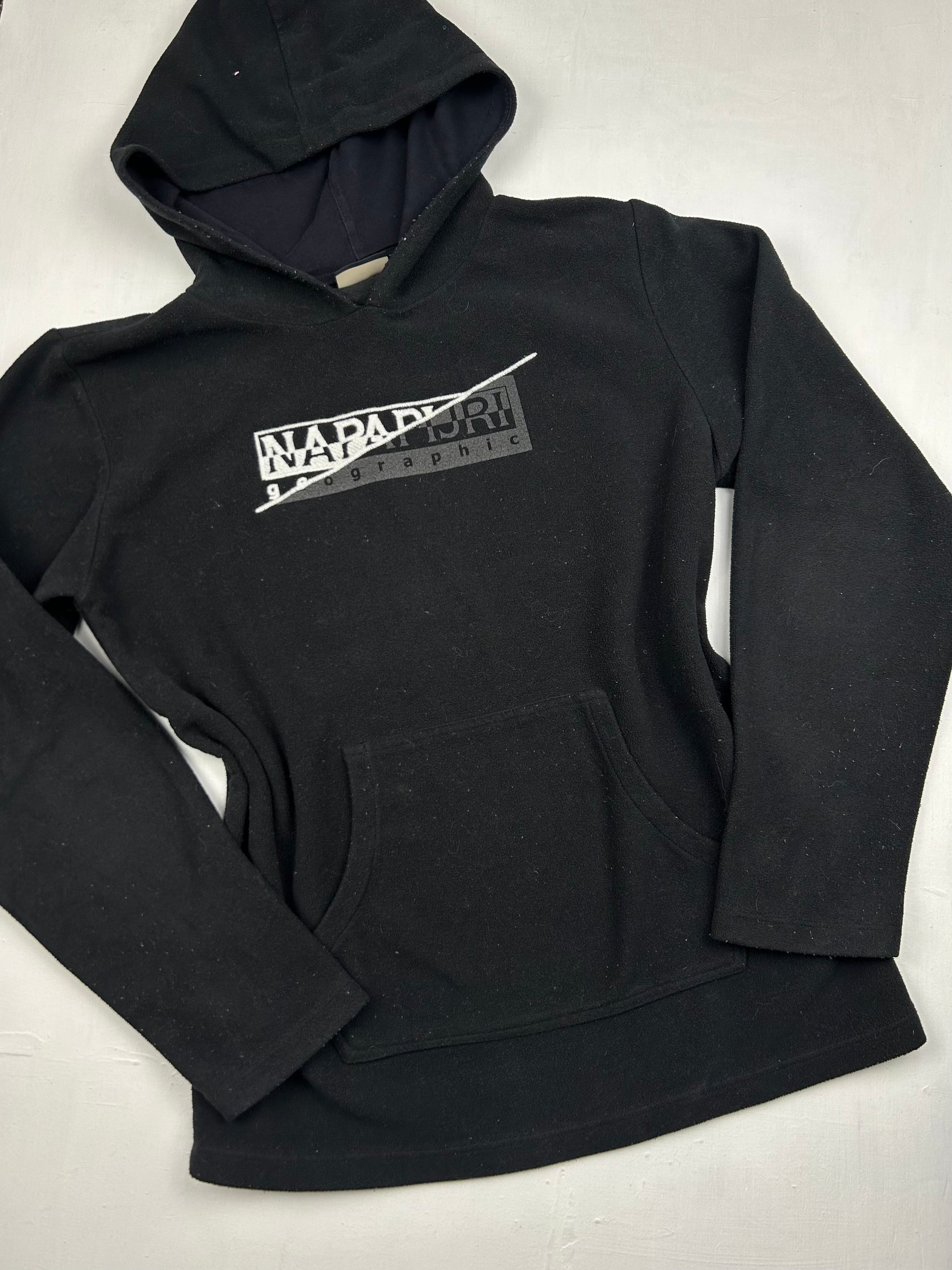 Black fleece logo hoodie (S)