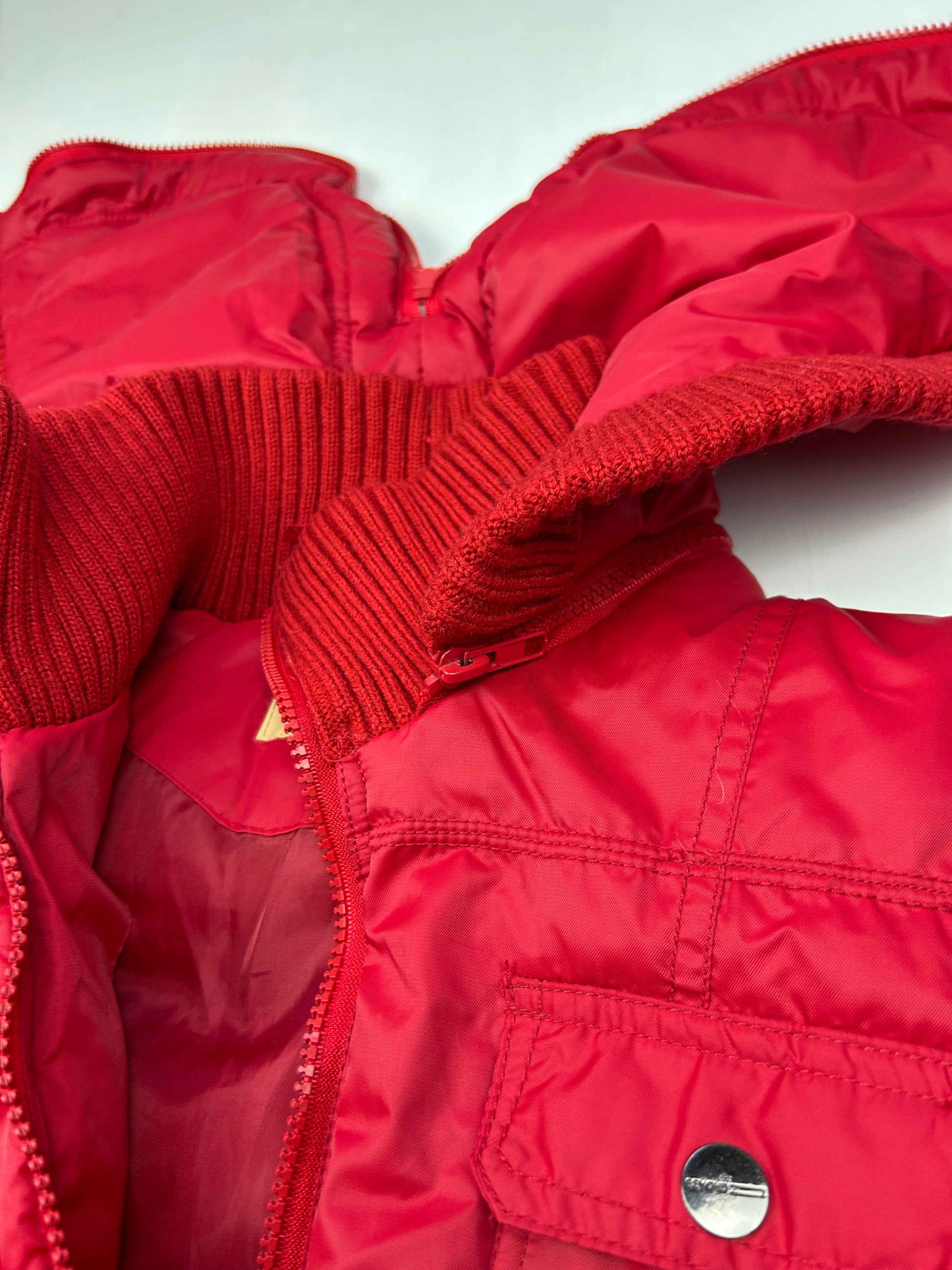 Red zip up puffer jacket (S/M)