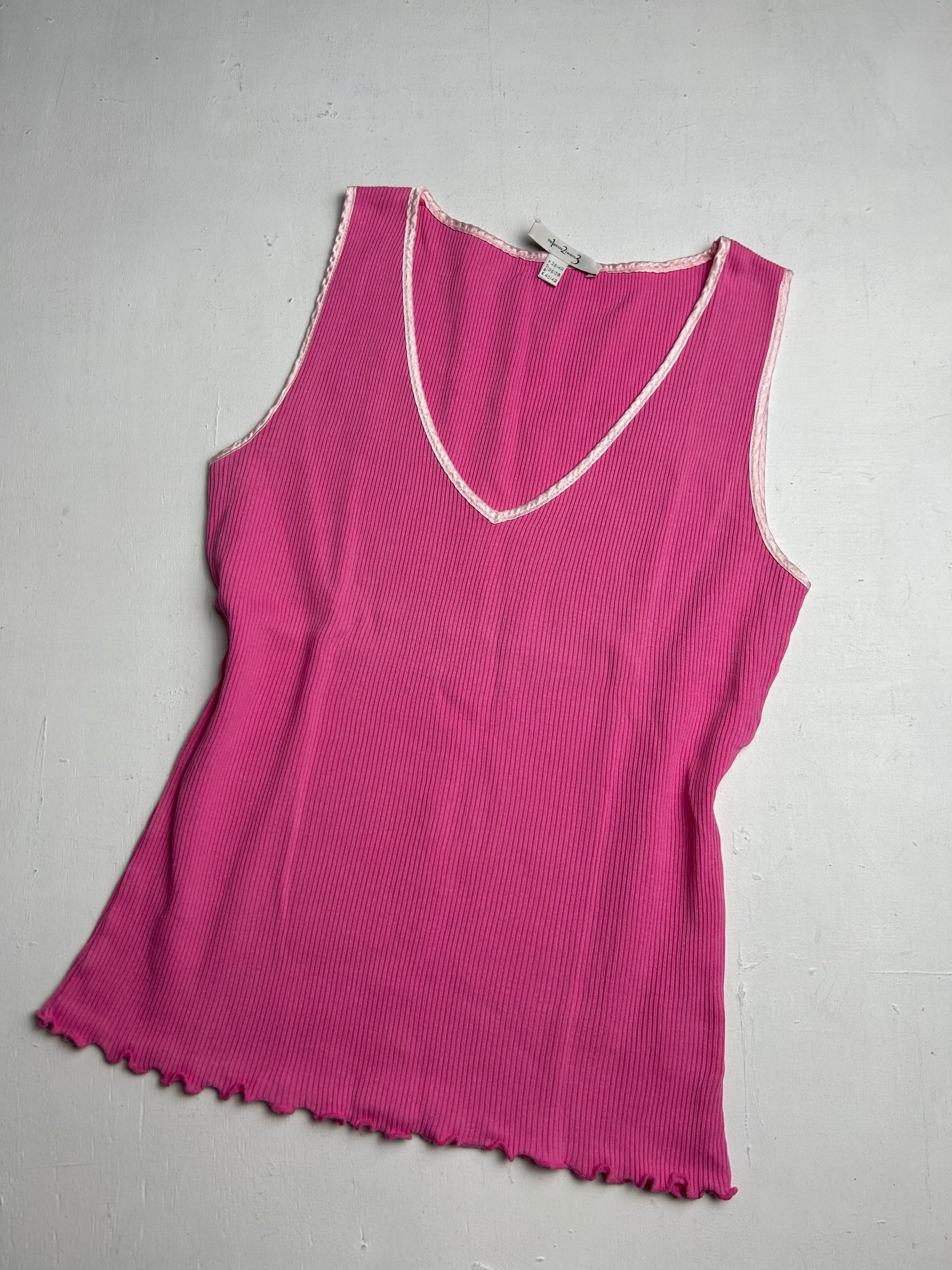 Pink ribbed ruban tie up ballet bolero + tank top set (M/L)