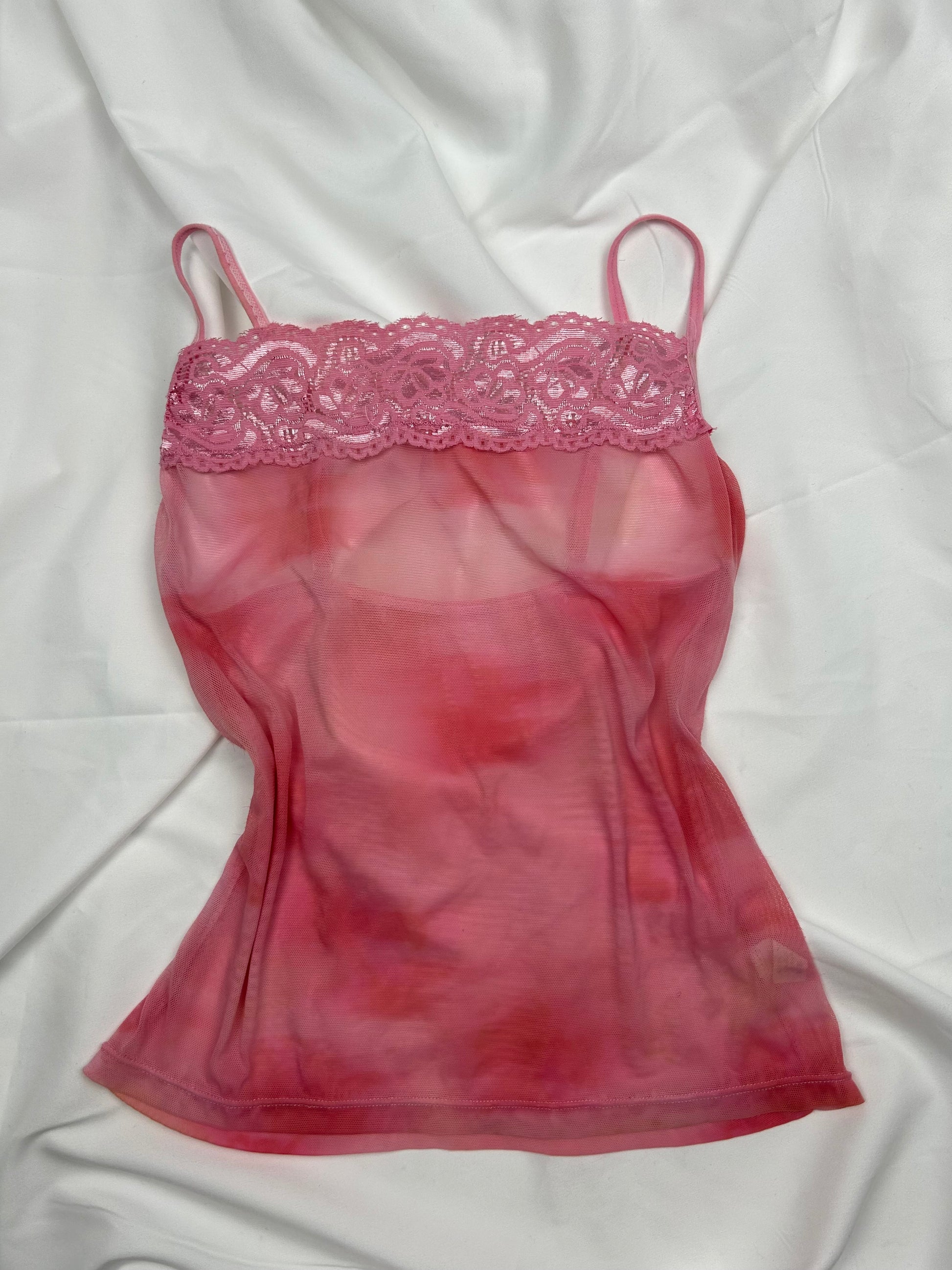 Pink mesh cami top + panty set (S)