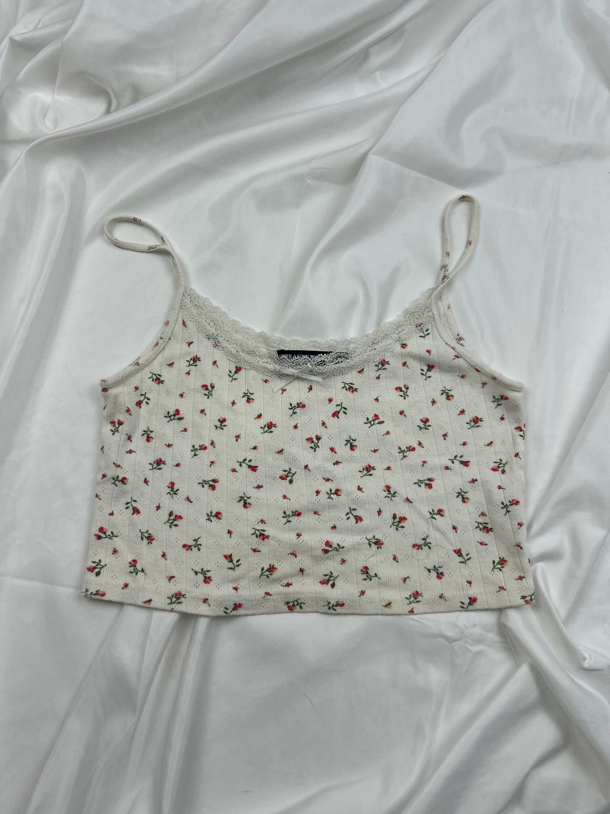 White floral print cami top (S)