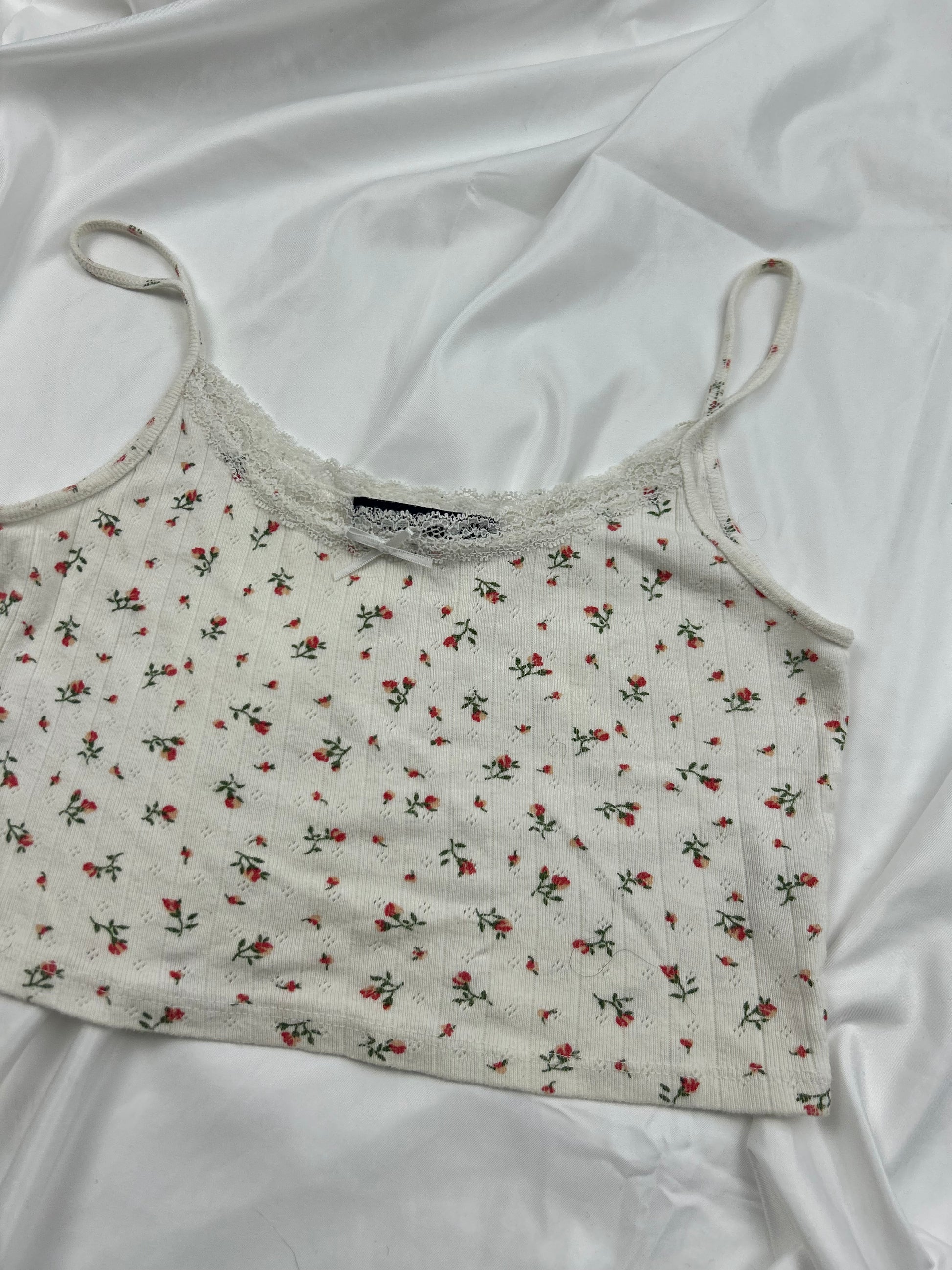 White floral print cami top (S)