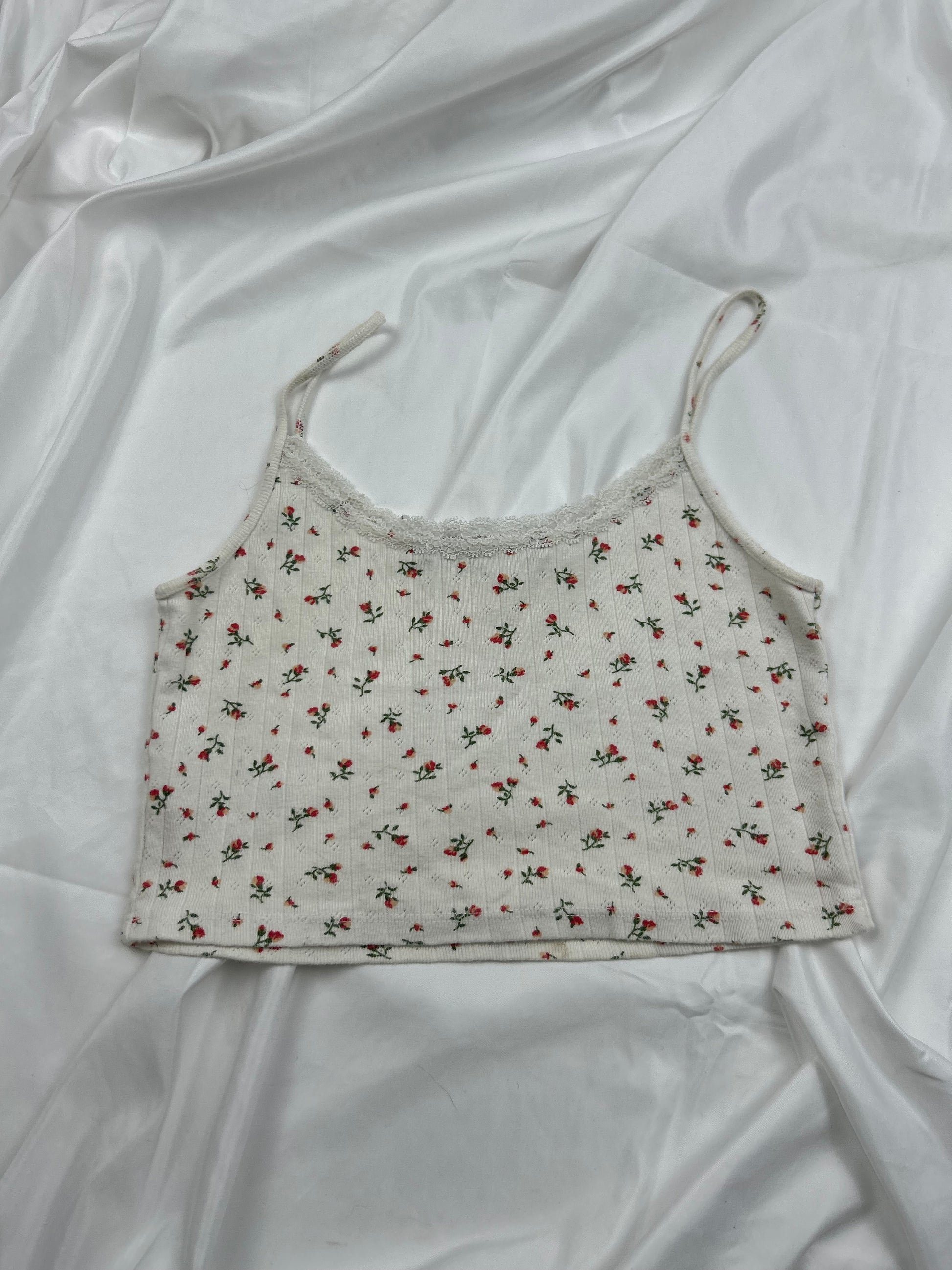 White floral print cami top (S)