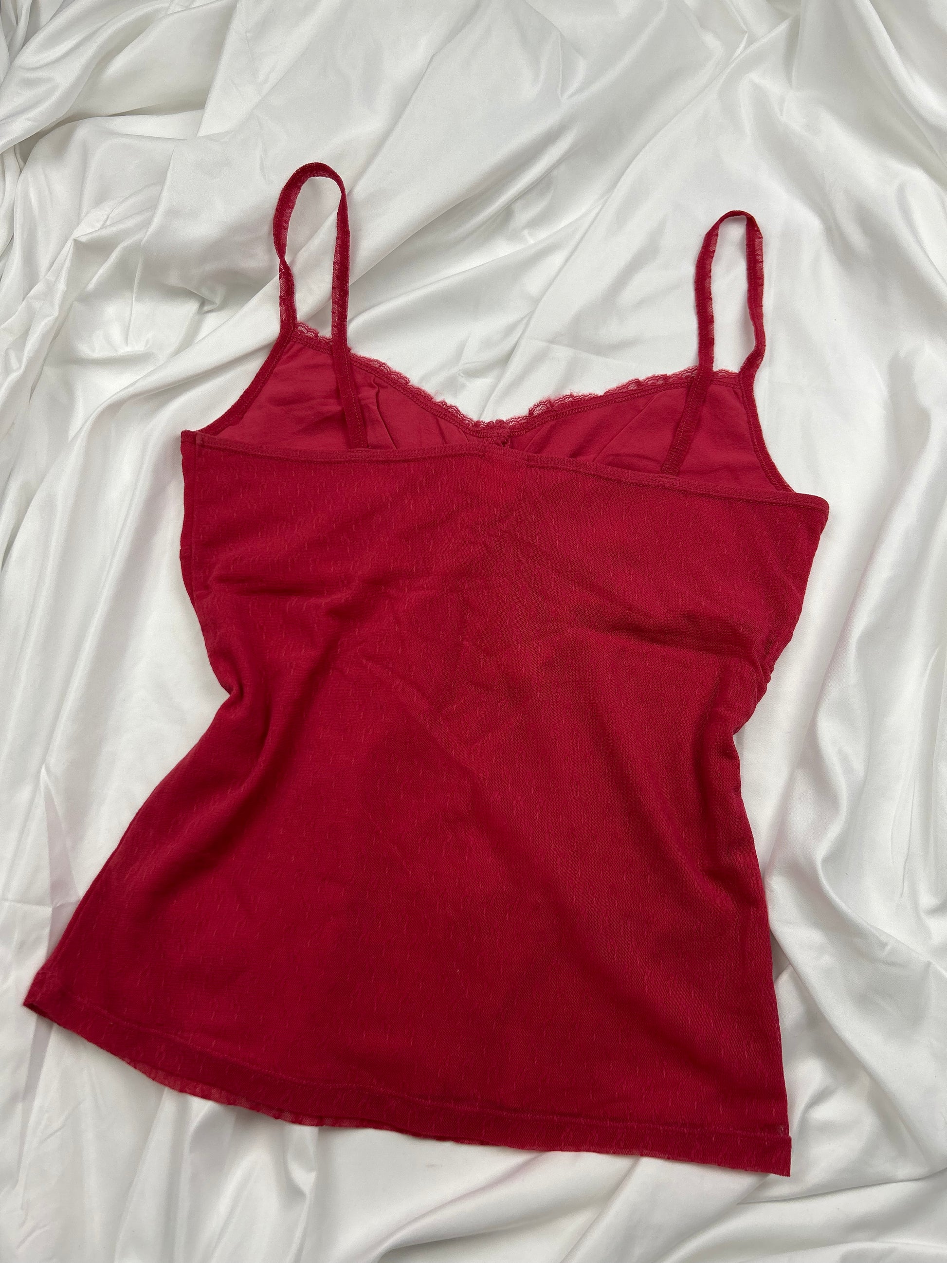 Red mesh lined cami top (S)