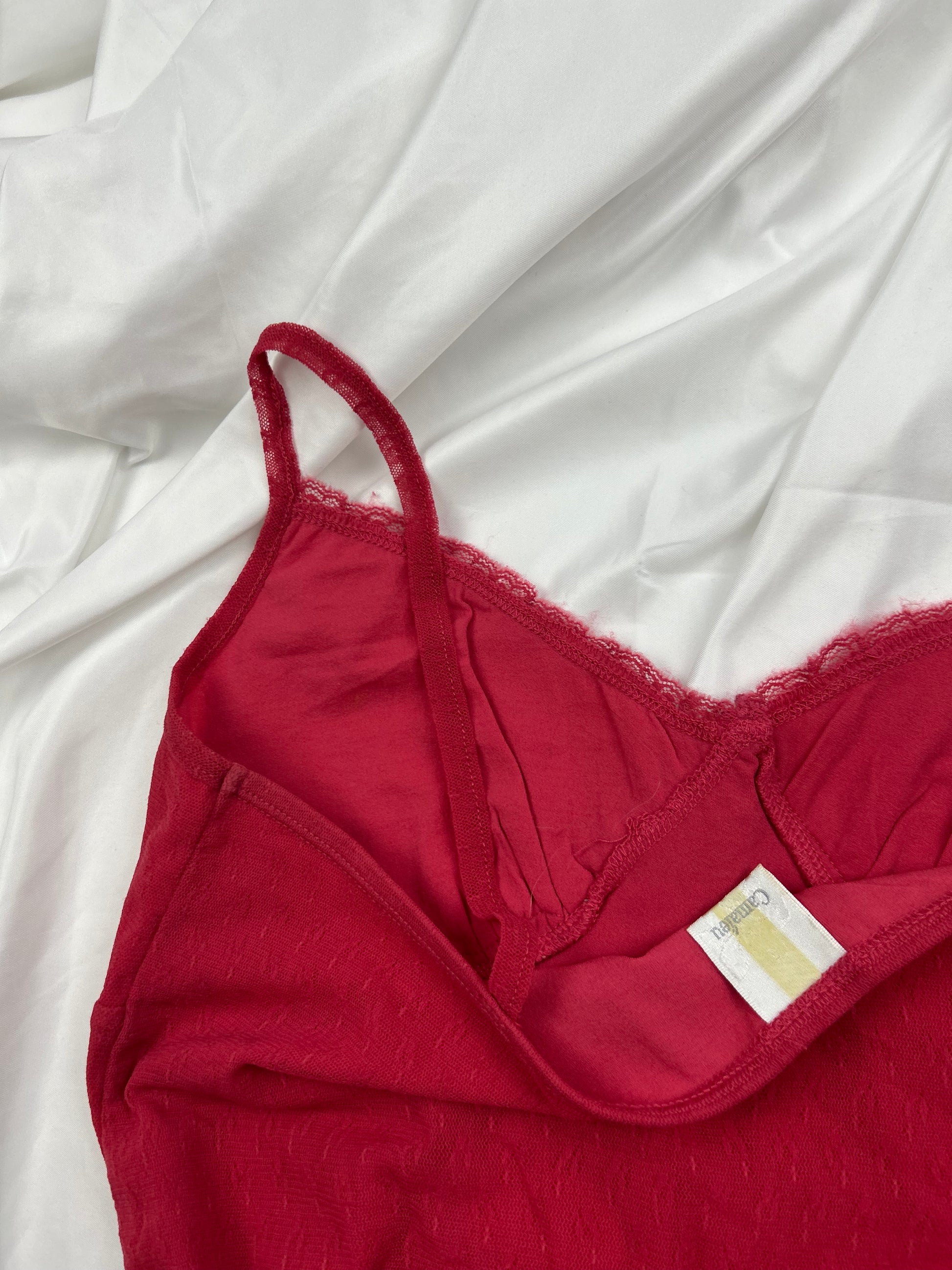 Red mesh lined cami top (S)