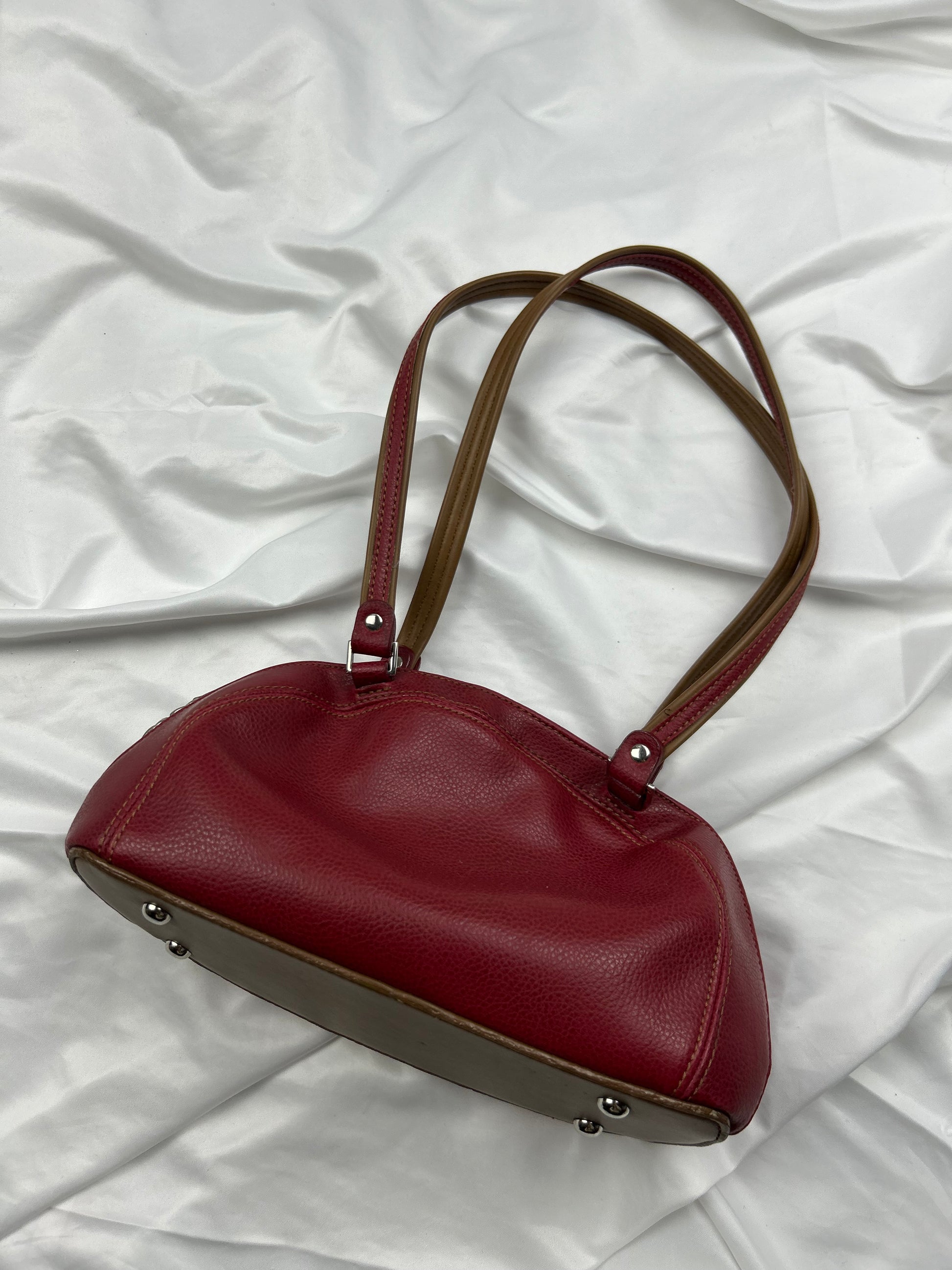 Red lace up mini shoulder bag