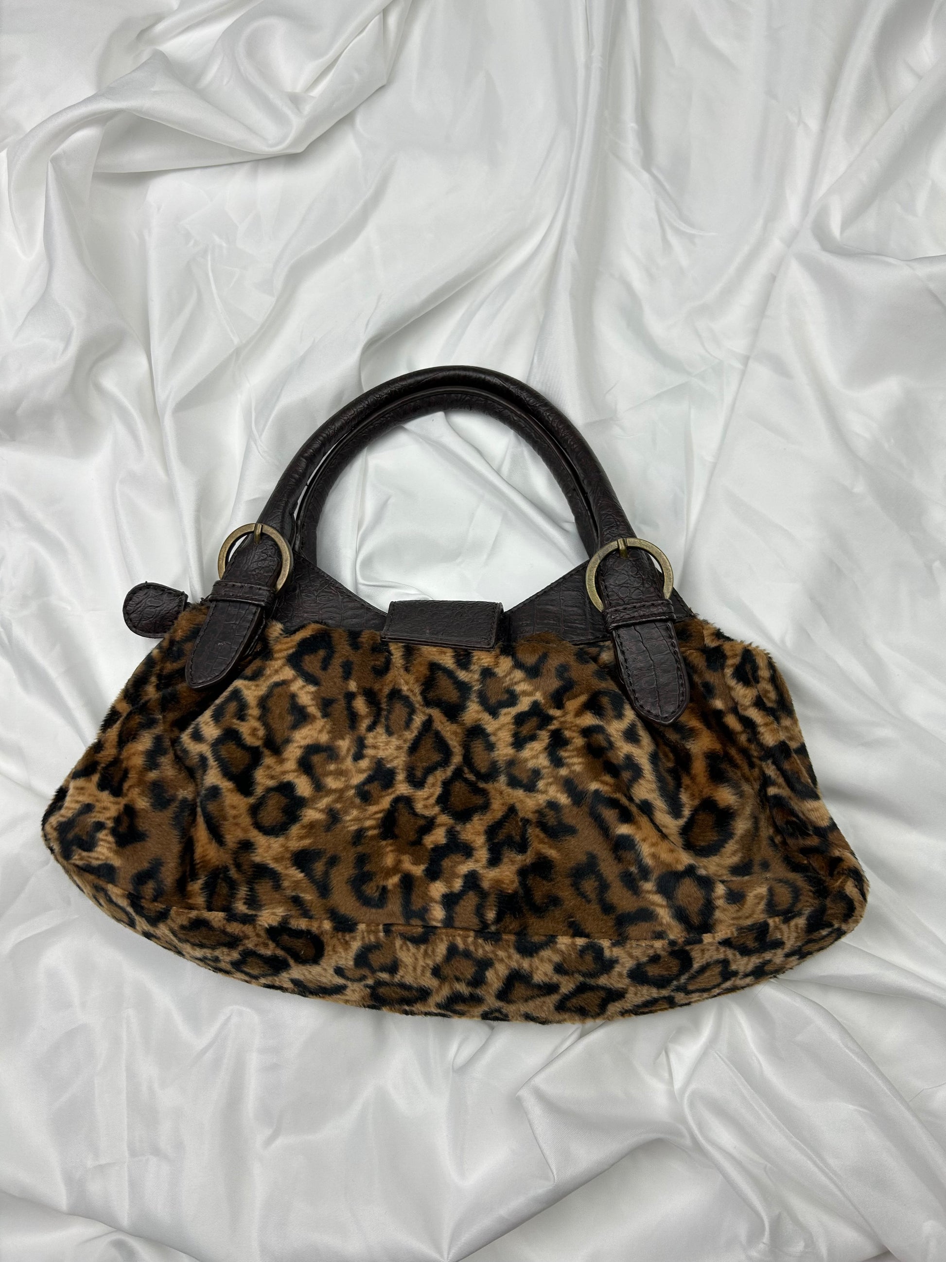 Panther print small buckle besace handbag