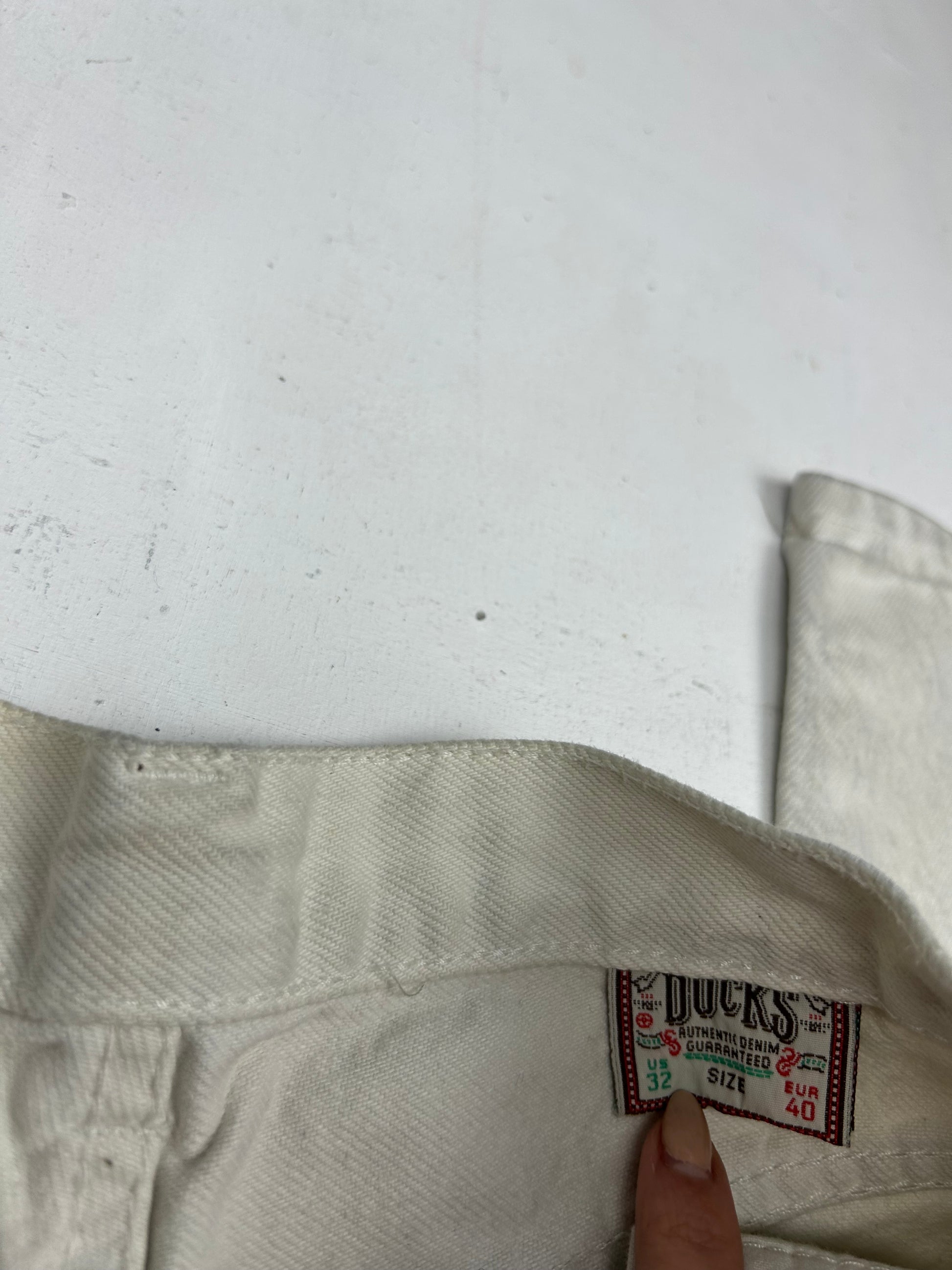 White cream high waist 90s denim pants (S)