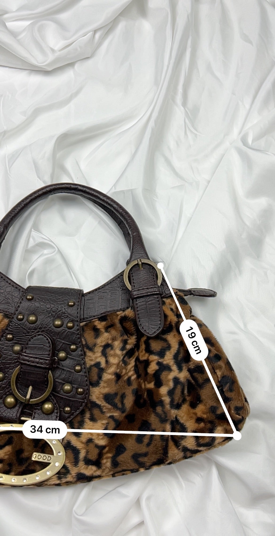 Panther print small buckle besace handbag