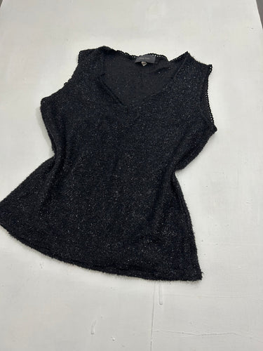 Black & silver knitted tank top 90s y2k vintage (S/M)