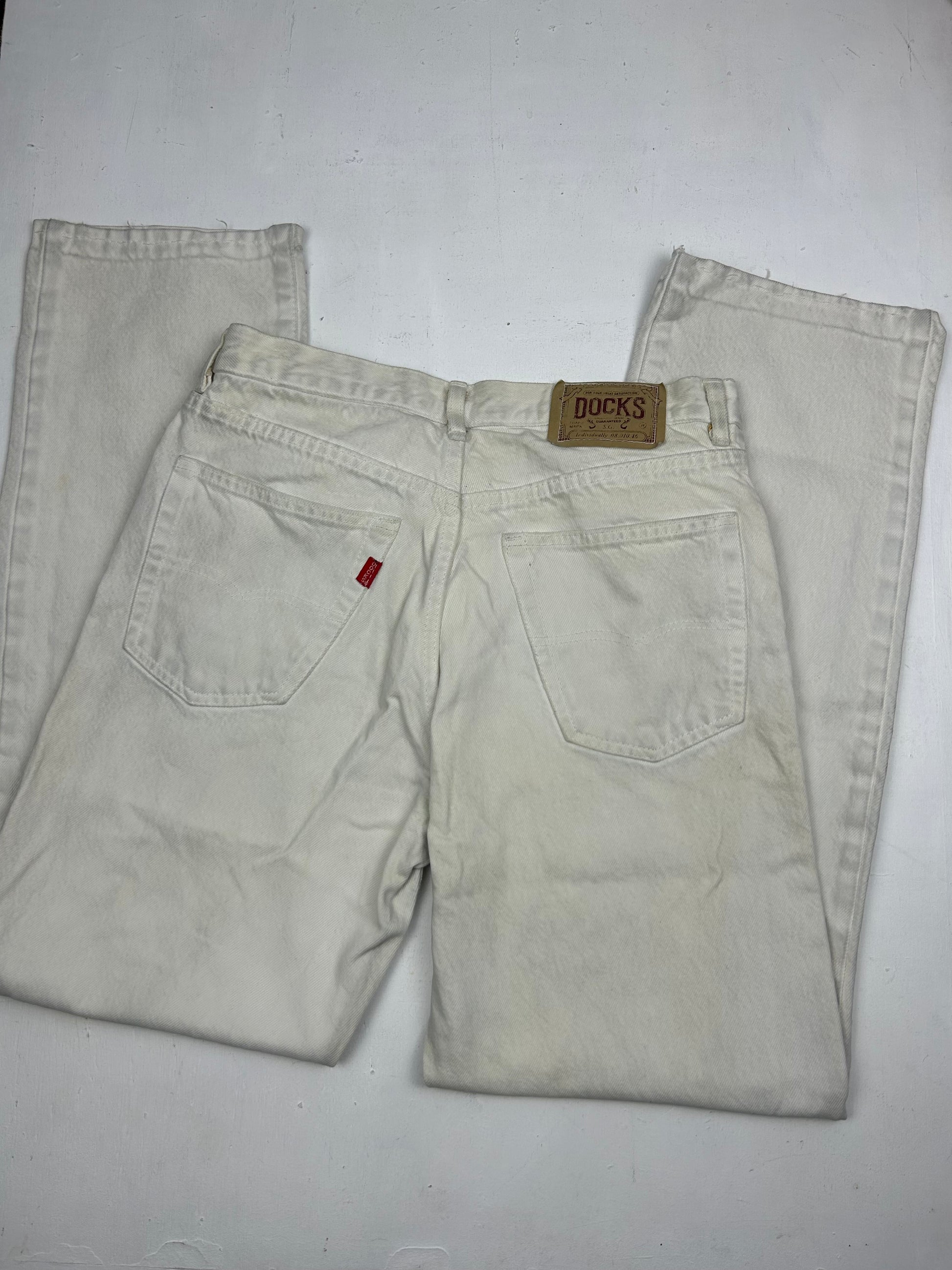 White cream high waist 90s denim pants (S)