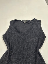 Load image into Gallery viewer, Black &amp; silver knitted tank top 90s y2k vintage (S/M)