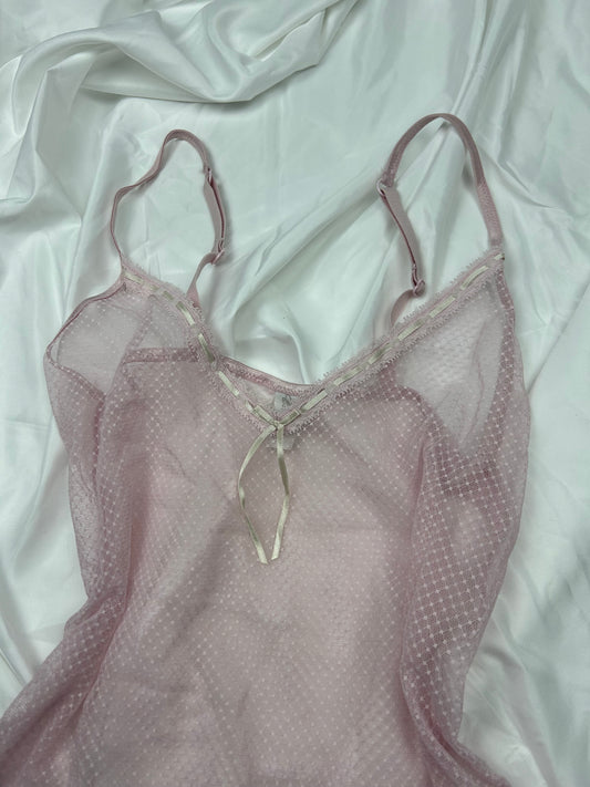 Baby pink mesh babydoll cami top (S/M)