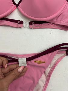 Pink padded y2k vintage bikini set  (S/M)