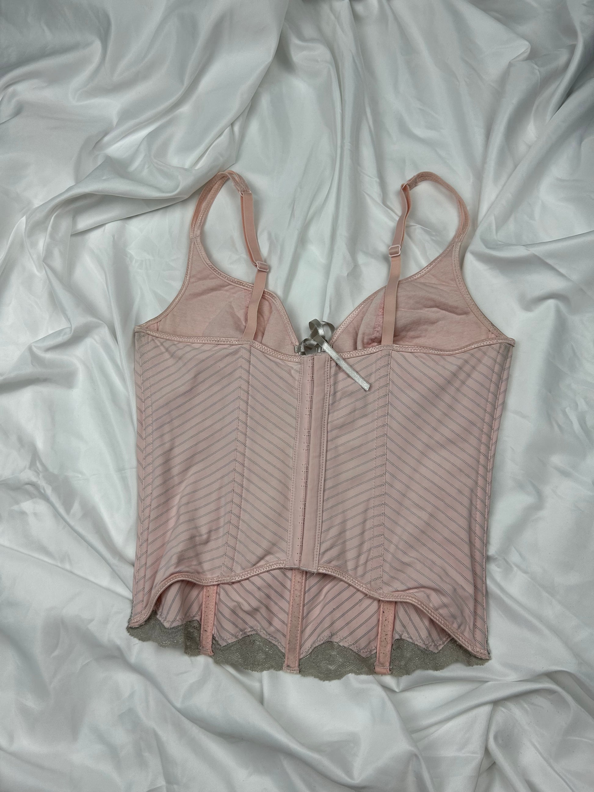 Baby pink striped corset top (S/M)