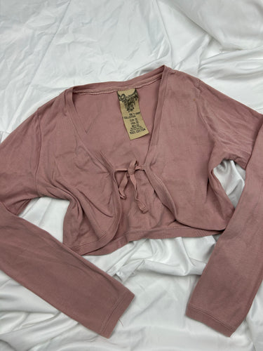 Pink cotton bolero tie up top (S)