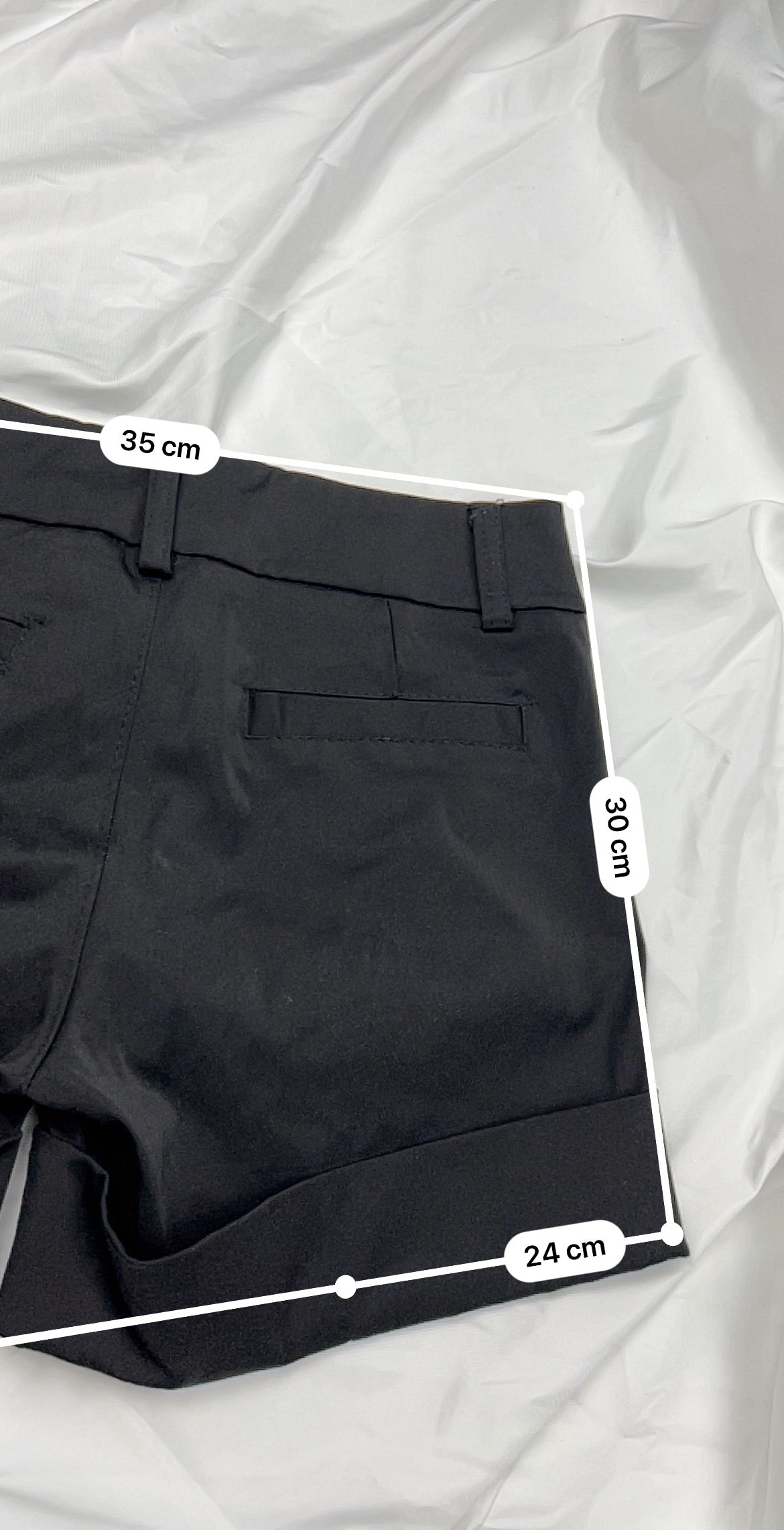 Black satin effect low rise office mini short (S)