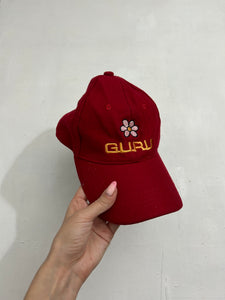 Red cap with embroidered flower y2k vintage